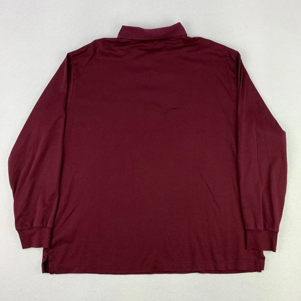 Polo Ralph Lauren Shirt Mens‎ 2XLT Burgundy Flesh Pony Long Sleeve Henley Preppy